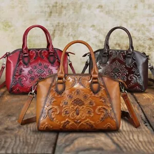 Genuine Leather Purse and Handbag for Women Retro Leather Crossbody Shoulder Bag - Picture 1 of 18