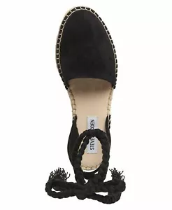 Steve Madden Espadrille Sandal MESA Shoes Strappy Lace Up Flat Black 6.5 7.5 8 - Picture 1 of 5