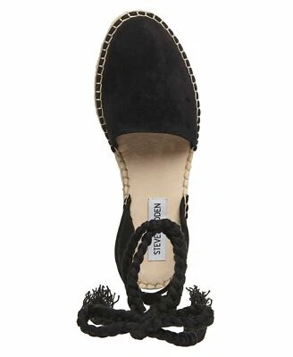 Steve Madden Espadrille Sandal MESA Shoes Strappy Lace Up Flat Black 6.5 7.5 8 - Image 1 of 4