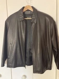 Robert Comstock Endurance Black leather zipper men jacket size 44 - Picture 1 of 4