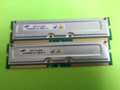 2x Samsung MR16R0828BN1-CK8 (64 MB, RDRAM, RIMM 184-pin) RAM Modules - Image 1 of 3