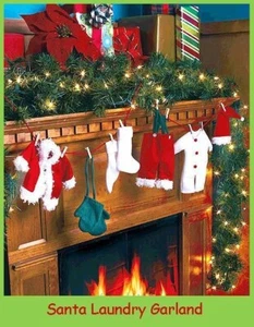 Adorable 3-Ft. Santa Clothes Laundry Garland Christmas Tree Mantel Decor - Picture 1 of 8