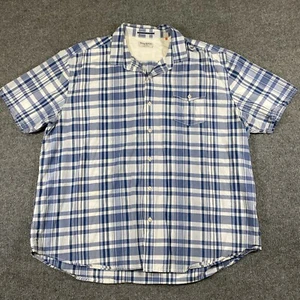 Camicia uomo Tommy Bahama a quadri 3XL misto cotone lino manica corta con bottoni - Foto 1 di 10