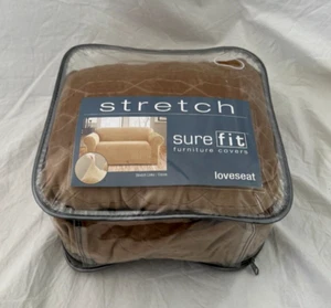 SureFit Stretch Links Cocoa Loveseat Slipcover NIP - Picture 1 of 9