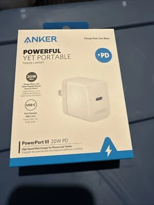Cargador de Pared Anker PowerPort III 20W PD Alta Velocidad USB-C - Blanco CAJA ABIERTA Foto 1 de 4