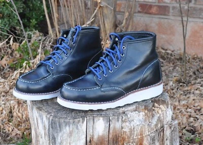 女式 Red Wing Moc Toe 靴子 6.5 6.5B 3373 黑色边界皮革 — 第 1/4 张图片