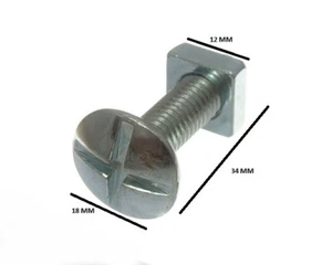 Packung Mit 20 Dachschrauben Kreuzschlitz + Vierkantmuttern ZP 8mm X 30mm - Bild 1 von 1