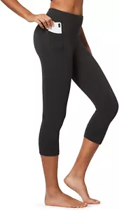 Women'S Capri Leggings with Pockets High Waisted Workout Yoga Running Gym Pants - Picture 1 of 12