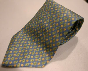 Salvatore Ferragamo babyblau Blatt Blume skurrile Seidenkrawatte Made Italy - Bild 1 von 2