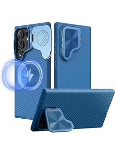 Nillkin Magnetic Samsung Galaxy S24 Ultra Case W/Camera Cover Stand MagSafe Blue - Picture 1 of 14