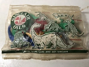Vintage Sinclair Oil Plastic Dinosaur Figures Premium Giveaway Bag Complete Set - Picture 1 of 4