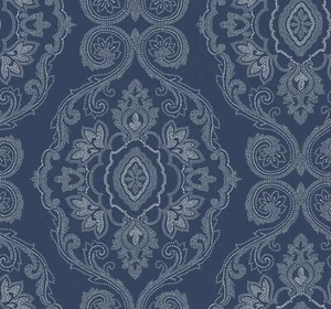 Wallquest MB30322 Nautical Damask Nautical Blue - Picture 1 of 2