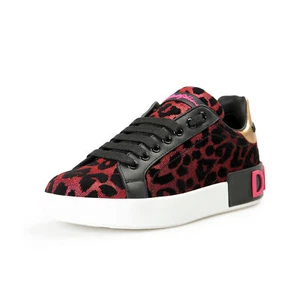 Dolce & Gabbana Women's "Portofino" Leo Print Leather Sneakers Shoes US 6 IT 36 - Picture 1 of 8