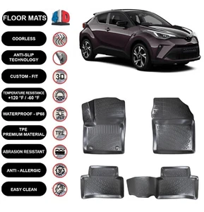 Alfombrillas forro para Toyota C-HR (2016-2022) impermeables moldeadas 4D negras 4 un. - Imagen 1 de 5