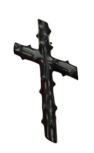 Black Bog Oak Victorian Mourning Cross Brooch C Clasp L650 - Picture 1 of 11