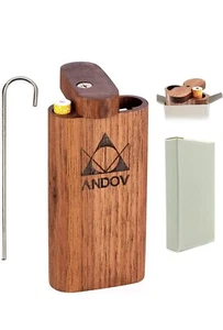 One Hitter Pipe Box Dugout Gift Set With Lid £ Cleaner Stick. Reusable Brown - Picture 1 of 6