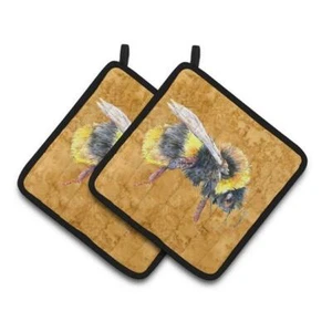 Carolines Treasures 8850PTHD Bee on Gold Pair of Pot Holders  7.5 x 3 x 7.5 in. - Picture 1 of 1