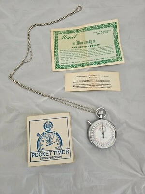 NEW IN BOX MARCEL & CIE  1/10 POCKET TIMER SHOCK RESISTANT SWISS MADE NOS! - Image 1 of 4