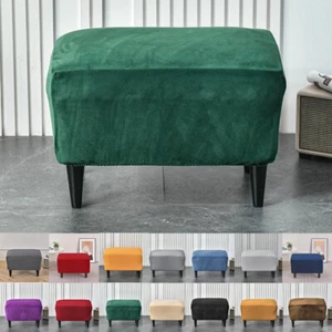 Footstool Cover Stretch Stool Ottoman Protector Sofa Storage Slipcover Rectangle - Picture 1 of 38