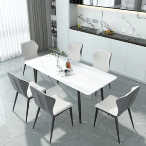 Levede 150cm Dining Table 6 Person Seater Marble Texture Steel Leg Home Office - Picture 1 of 8