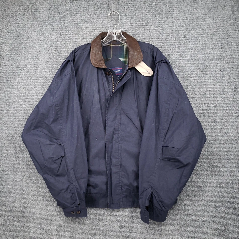 VINTAGE Gant Jacket Mens L Large Blue Full Zip Windbreaker Military Bomber 90s - Image 1 of 4
