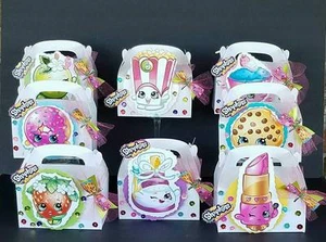 8pc SHOPKINS FAVOR BOXES + BOW HAIR CLIP ON EACH BOX BIRTHDAY PARTY HAND MADE - Picture 1 of 12