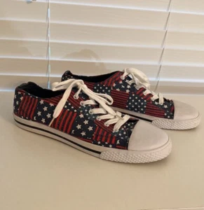 Airwalk Women's American Flag Sneakers Sz 11 Red Blue Patriotic Shoes Flats - Picture 1 of 4