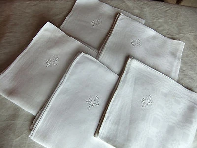 Lot de 5 serviettes damassées - déclassées 2è choix - Photo 1/4