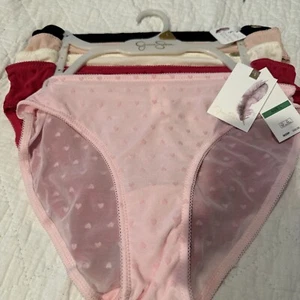 Jessica Simpson Women's Flirty Bikini Underwear Panties 5 Pair Sz Large Hearts - Picture 1 of 12