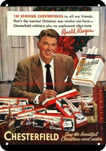 1951 PRESIDENTE RONALD REAGAN Fuma un cigarrillo RÉPLICA DECORATIVA DE LETRERO DE METAL - Imagen 1 de 1