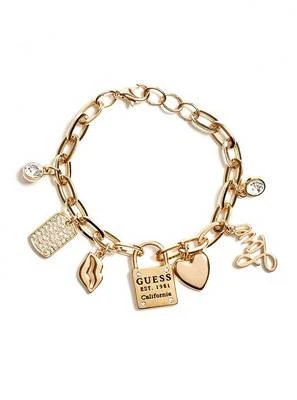 NUEVO BRAZALETE DE ESLABONES DE CADENA CON DIJE DE CANDADO, CORAZÓN, LABIOS, RACIMO, AMOR, CANDADO TONO DORADO   Foto 1 de 2