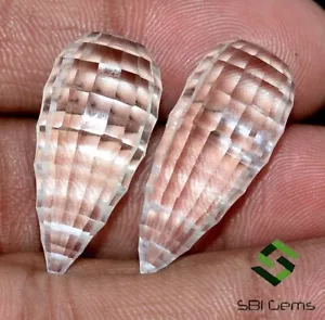 49,10 CTS Cristallo Bianco Naturale Gocce Forma Taglio 27x12,50 mm Gemme Sfaccettate - Foto 1 di 5