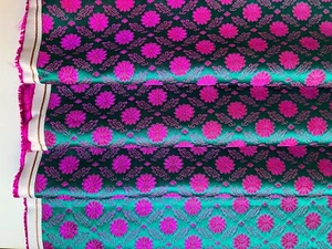 Brokat Seidenstoff Grün/Pink Changierend 20 % Seide Meterware - Bild 1 von 4