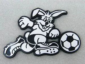 3D Aufkleber Fußball Hase silber schwarz Kaninchen Klebeschild - Picture 1 of 1