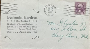Benjamin Harrison 32d President North Bend Ohio Miami College 100th BD 8-20-1933 - Picture 1 of 1