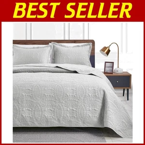 Modernes Quilt mit Münzmuster - 3-teiliges Queensize-Bett-Set - Bild 1 von 9