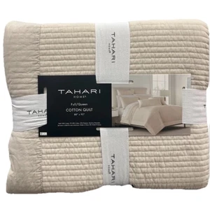 Tahari Beige Cotton Full/Queen Quilt 88”x92” New with Tags - Picture 1 of 3