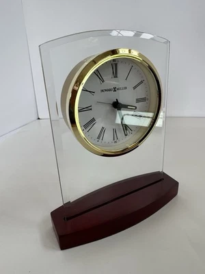 Howard Miller Desk Or Shelf Clock Set In Beveled Glass Quartz Movement w Alarm - Image 1 of 4
