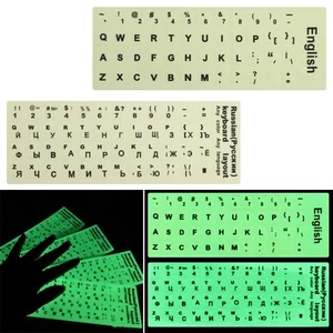 English Deutsch Luminous Protective Film Alphabet Layout Keyboard Stickers - Picture 1 of 17