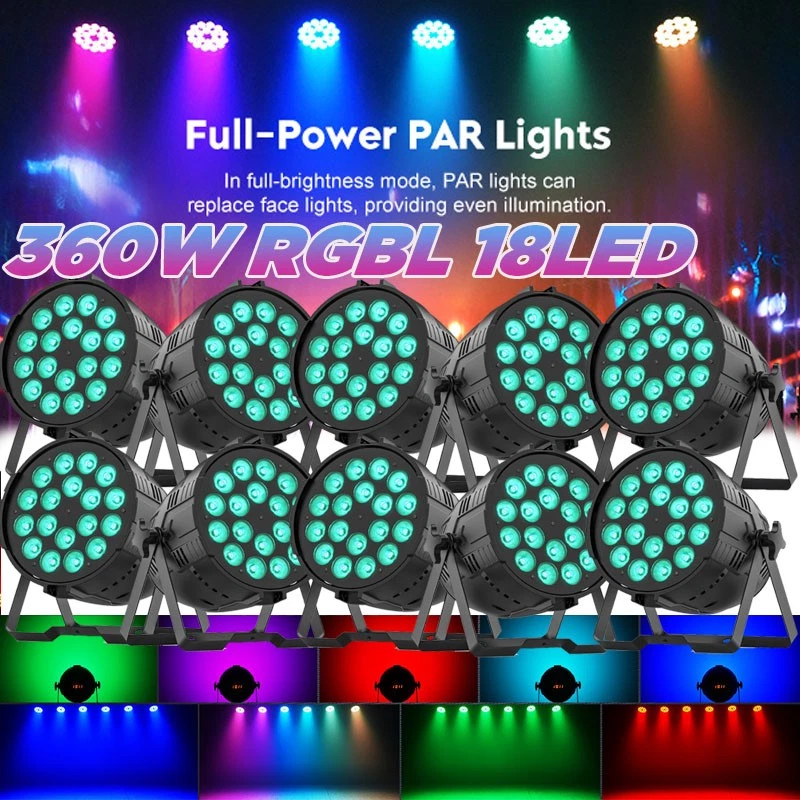 18LED Par Can Stage Lighting RGBL 360W Strobe Beam DMX DJ Disco Party Club Light - Image 1 of 4