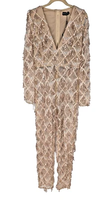 Mono Transparente PRETTY LITTLE THING TALLA 8 Oro Rosa Bordado Trashy Geek Glam Foto 1 de 4