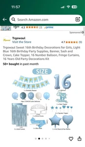 Süße Partydeko 16 Geburtstag - hellblau - Bild 1 von 5