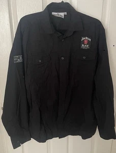 Jim Beam Mens 2XL Embroidered Black Long Sleeve Button Up Shirt Cotton  - Picture 1 of 3
