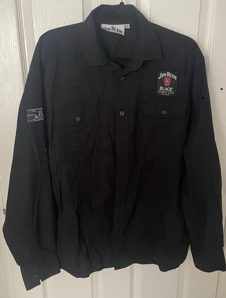 Jim Beam Mens 2XL Embroidered Black Long Sleeve Button Up Shirt Cotton  - Image 1 of 3