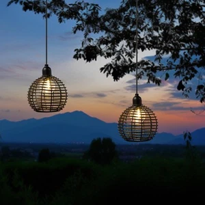 Hanging Solar Lantern Lights Waterproof, Outdoor Chandelier with G50 Warm Whi... - Picture 1 of 7