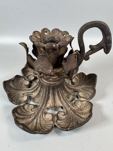 Antiker viktorianischer Gusseisen Kammerleuchter Kerzenhalter 1880-1920, 4,5 Zoll - Bild 1 von 15