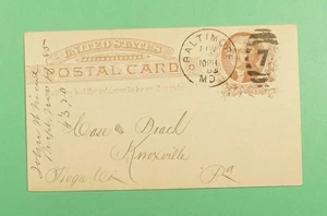 DR WHO 1885 POSTAL CARD ADVERTISING OYSTER/FRUIT FANCY CANCEL 7 BALTIMOR R08168 - Picture 1 of 2