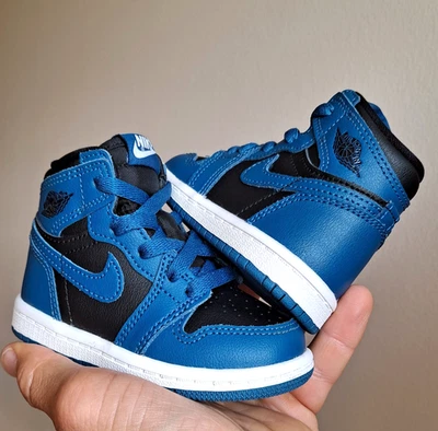 wow Nike Air Jordan 1 Retro High OG Toddler Baby Shos Sz 5c Marina Blue Black - Image 1 of 4