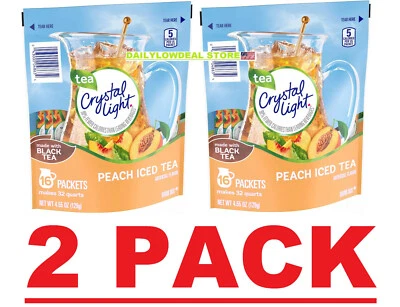 2 PACK - 16ct Crystal Light Peach Iced Tea Powdered Drink Mix (Total 32 Packets) - Image 1 of 4