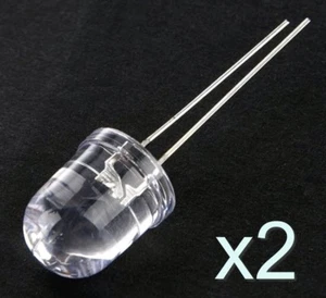 Lot de 2 LED diode Blanc (transparent) 10mm / 2x LED White 10mm - Foto 1 di 4